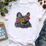 CUTE PUG T-SHIRTS夏季可愛哈巴狗復古休閒新款字母可愛T恤女