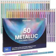 50 Metallic Coloured Pencils for Adult Coloring Books, Soft Core,Ideal for Drawing Blending Shading,Colouring Pencils Set Adults Kids Beginners