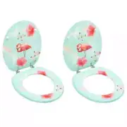 NNEVL WC Toilet Seats with Lid 2 pcs MDF Flamingo Design
