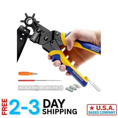 Ergonomic Rotary Punch Pliers - Durable Leather Hole Punch for Crafts & Repairs