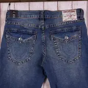 NWT $199 True Religion Geno Relaxed Slim Flap Big T Jeans Size 34 (Fit 36x31)