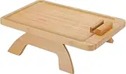 Bamboo Couch Arm Tray - Sofa Armrest Table with Foldable Legs, Portable Snack Table with Phone Holder for Eating Drinks Snacks Remote Control, Square