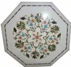 18" white marble table top coffee side inlay mosaic home decor antique G87