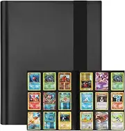Trading Card Binder Holder, 9 Pocket Card Binder Album Folder, 20 Pages, 360 Card Capacity Sports, Premium Card Binders, Football Cards (Black)