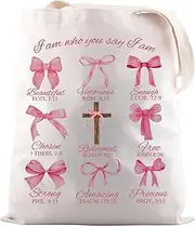 JNIAP Cross Coquette Bows Gift Christian Coquette Bows Tote Bag Bible Verse Gift