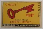 OLD MATCHBOX LABEL - CHAVI - DAMP PROOF - SAFETY MATCHES - MADE IN INDIA