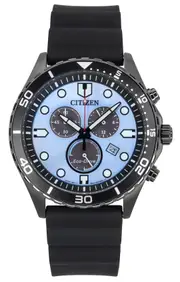 Citizen Eco-Drive Chronograph Polyurethane Strap Blue Dial AT2567-18L Mens Watch