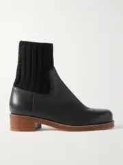 [Gabriela Hearst] Gabriela Hearst - Hobbes Ribbed Cashmere-trimmed Leather Chelsea Boots - Black - IT40 IT 40 Black