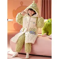 在飛比找ETMall東森購物網優惠-冬季珊瑚絨三層夾棉保暖大童睡衣