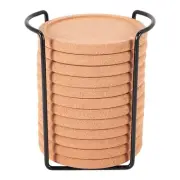 Cork Coasters with Lip for Drinks Absorbent Thick Rustic Saucer with Holder6784