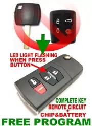ALLin1 FLIP CHIP KEY REMOTE FOR FORD 06-10 FALCON BF FG XR6 XR8 BEEPER FOB 2Td1
