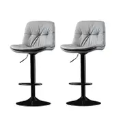 SERENITà Bar Stools Kitchen Bar Stool Leather Barstools Swivel Gas Lift Counter Chairs BS8406 Grey