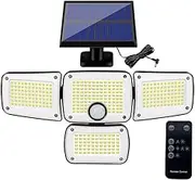 Motion Sensor Outdoor Lights, 4 Adjustable Head 346LED Security Lights with Remote Control,Wireless Solar Motion Lights, Weatherproof Solar Outdoor Lights (Separation style, 4Head 346LED 1P)