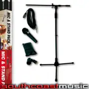 Microphone & Stand Pack with Dynamic Mic, Mic Case, Boom Mic Stand, Cable & Clip