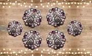 6 pc horse shoe amethyst & AB crystal concho Barrel Racer saddle Concho set