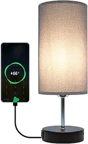 Table Lamp for Nightstand | Night Lamp with 2 USB Charging Ports - Table Lamp, Bedside Lamp with LED Bulb for Dorm, Living Room, Desk, Home