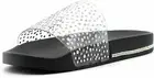 Cape Robbin Jewelry Shop Slip Mules Slides Sandals Black Clear Rhinestone Flats