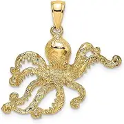 [JewelryWeb] 28mm Gold 2 d and Textured Octopus Charm