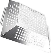 Kisangel Stainless Steel BBQ Grill Tray Multi Function Grill Pan for Outdoor Barbecues Camping and Family Gatherings Durable Cooking Surface for Steak Vegetables and Fish
