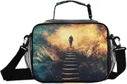 Man Abstract Ladder Insulated Lunch Box for Women Men - Ideal for Work, Picnics - Includes Adjustable Shoulder Strap