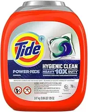 Tide Hygienic Clean Heavy 10x Duty Power PODS Laundry Detergent Pacs, Original, 76 count, For Visible and Invisible Dirt, 3.67kg