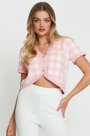 Check Knit Bolero Short Sleeve - Size XS, Women's Bolero
