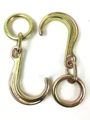 Two (2) 8" Inch J Hook Grade G70 Tow Axle Strap Wrecker Roll back Clevis - 5,400