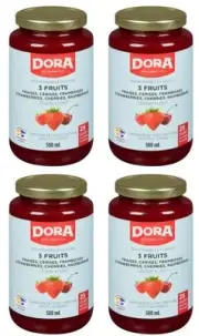 Dora Strawberry, Raspberry and Cherry Jam Light with Pectin, 500mL (4 Pack)
