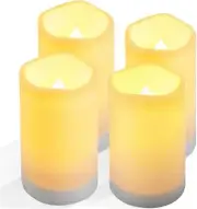 Solar Powered Candles - 3.25" x 6" Waterproof LED Flameless Pillar Candle