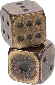 UPKOCH 2pcs Metal Dice Number Mini Small Game Vintage Sip Play Table Game Dices Table Party Accessories Party Favor Metal Golden