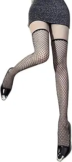 GSHLLO Fishnet Thigh High Stockings Elastic Hold Up Stockings Long Fish Net Socks Over Knee Net Stockings Sexy Anti Skid Stockings for Women Girls Black