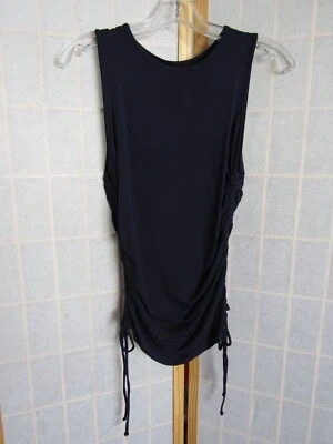 NWT Shiela Rose Navy Blue Sleeveless Ruch Sides Rayon/Spandex Top Women's M