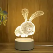 White Base Creative 3D Tricolor LED Decorative Night Light, Shape:Rabbit