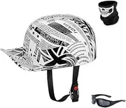 Motorcycle Half Helmet, Retro Open face Half Helmet, ECE Certified Cap-Style Half Helmet, Retro Baseball Cap Open face Helmet with Adjustable Quick Release Buckle