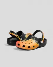 [Crocs] Crocs Girls' Kids Classic Flames Clog Shoes in Black Size 8 8 Black
