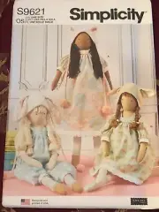SIMPLICITY #S9621 - CUTE 26" LANKY PLUSH DOLLS & CLOTHING PATTERN FF