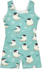 [FRODOTGV] Cute Birds Pale Blue Gymnastics Leotard for Girl Kids Dance Biketards Tumbling for Excise, Tumbling Class, Biketards