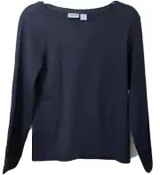 Chico's Alexia Top Size 8 (Chico’s Size 1) Black Long Sleeves New