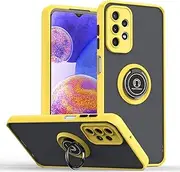 Compatible with Samsung Galaxy A73 5G Bracket Phone Case,Compatible with Samsung Galaxy A73 5G SM-A736 [Car Mount Magnetic Stand] [PC+TPU] Anti-Drop Yellow
