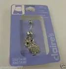 Owl clear crystal belly button navel ring piercing naval crystals dangle owls