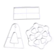 3x 3D Cookie Crust Cutters Pastry Stamper Direct Embossing Baking Molds Decor