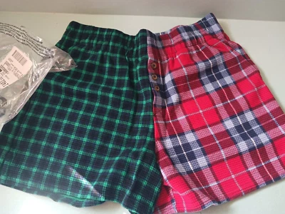 Lands' End mixed Flannel Holiday winter Pajama waffle sleep Shorts Size XS