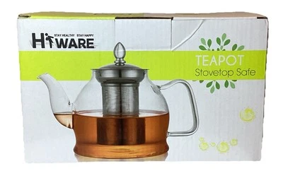 Hiware 1000ml Glass Teapot with Removable Infuser New In Box Stove Top Safe