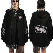 Korean Fashion Stray Kids Maxident Zipper Hoodie Men Women's Cardigan Zip Up Coat Hoodies Couples Casual Fashion Sweatshirts Black XXL