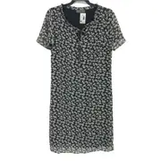 Jacqui.E Delicate Black Floral Mesh Mini Shift Dress Ladies Size AU 8 NEW