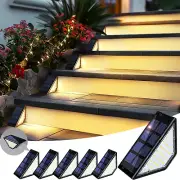 Solar Step Lights for Outside,24 LEDs Solar Deck Lights Waterproof IP65,Solar 6X