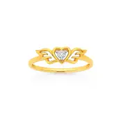 9ct Gold Diamond Angel Wings Ring