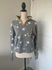 Grayson/Threads Brand Women's Gray Star Print Half Zip Size Small NWT