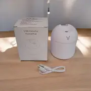White Portable USB Mini Humidifier Air Purifier Colorful Light Diffuser