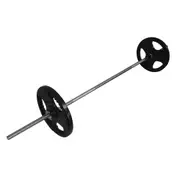 38kg Ez Grip Cast Iron Barbell Weight Set - 180cm Bar + 30kg Iron Weight Plates